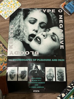 X LARGE. Type O Negative, Bloody Kisses Tour Merch Vintage Poster (RoadRunner)