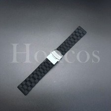 22 24 MM Black Silicone Rubber Watch Strap Band Deployment Fits for Breitling