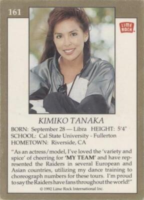 1992 Lime Rock Pro Cheerleaders Kimiko Tanaka #161 for sale | eBay
