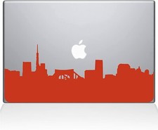 The Decal Guru Pittsburg City Skyline Decal Vinyl Sticker, 12" MacBook, Orange