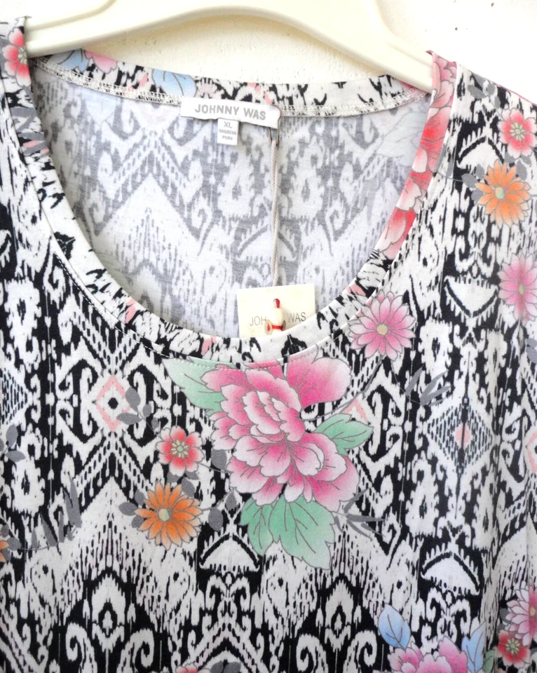 Camisa para dormir Johnny Was XL Brigette manga gorra corto camisón Azzie Perú nueva con etiquetas Foto 2 de 4