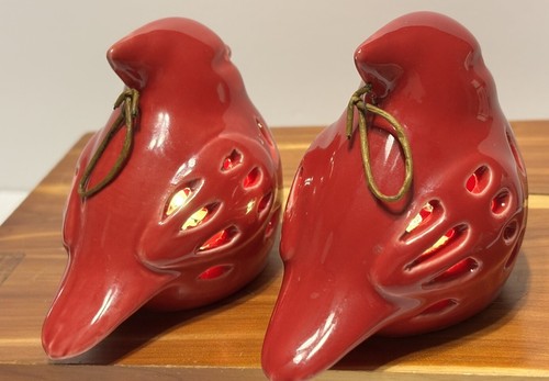 Temptations Red Bird Cardinal Mug & 2 Battery Tea Light Ceramic Ornaments Lot - Picture 8 of 18
