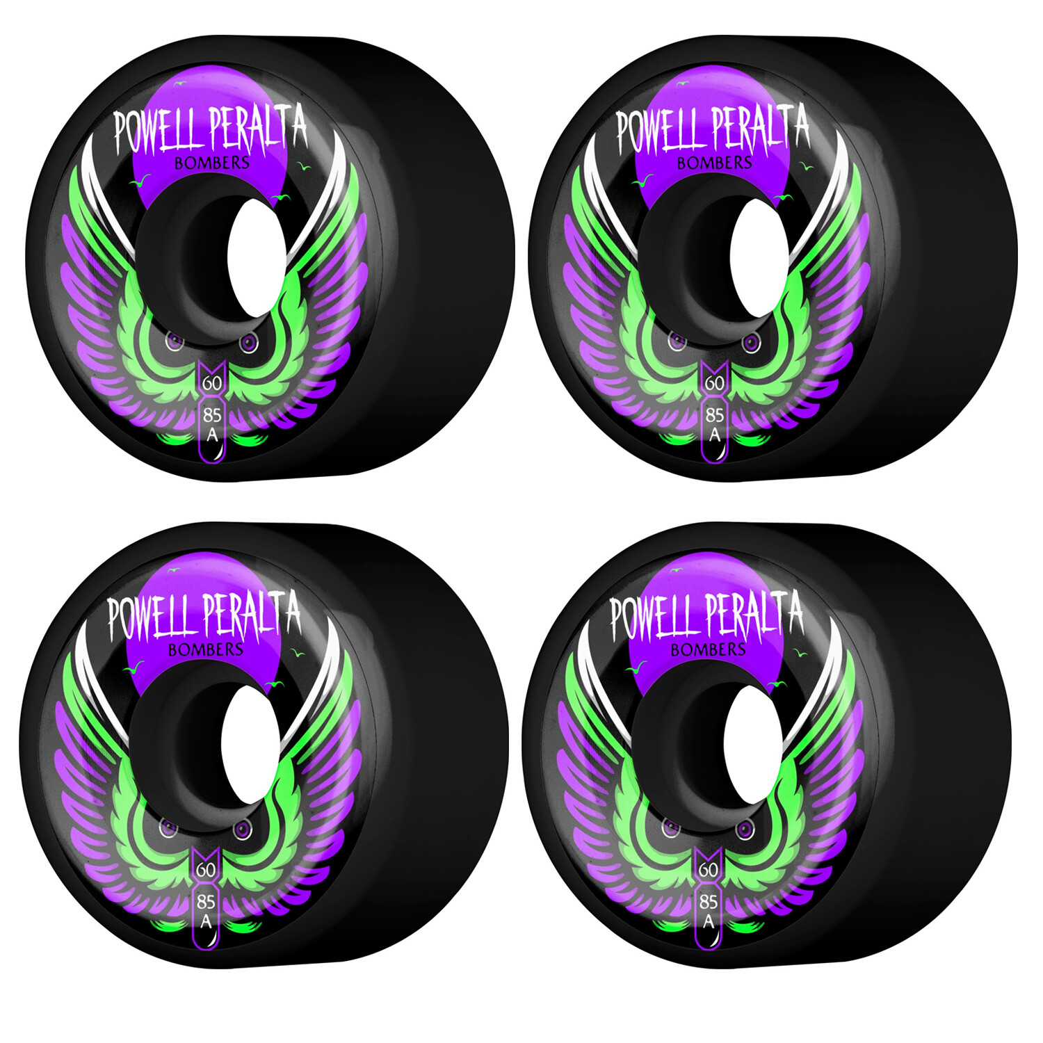 Powell Peralta Skateboard Wheels 60mm 85A Bomber III Black