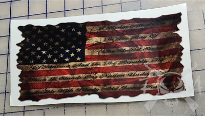 Distressed American Flag Pledge of Allegiance Vinyl Decal sticker USA patriotic