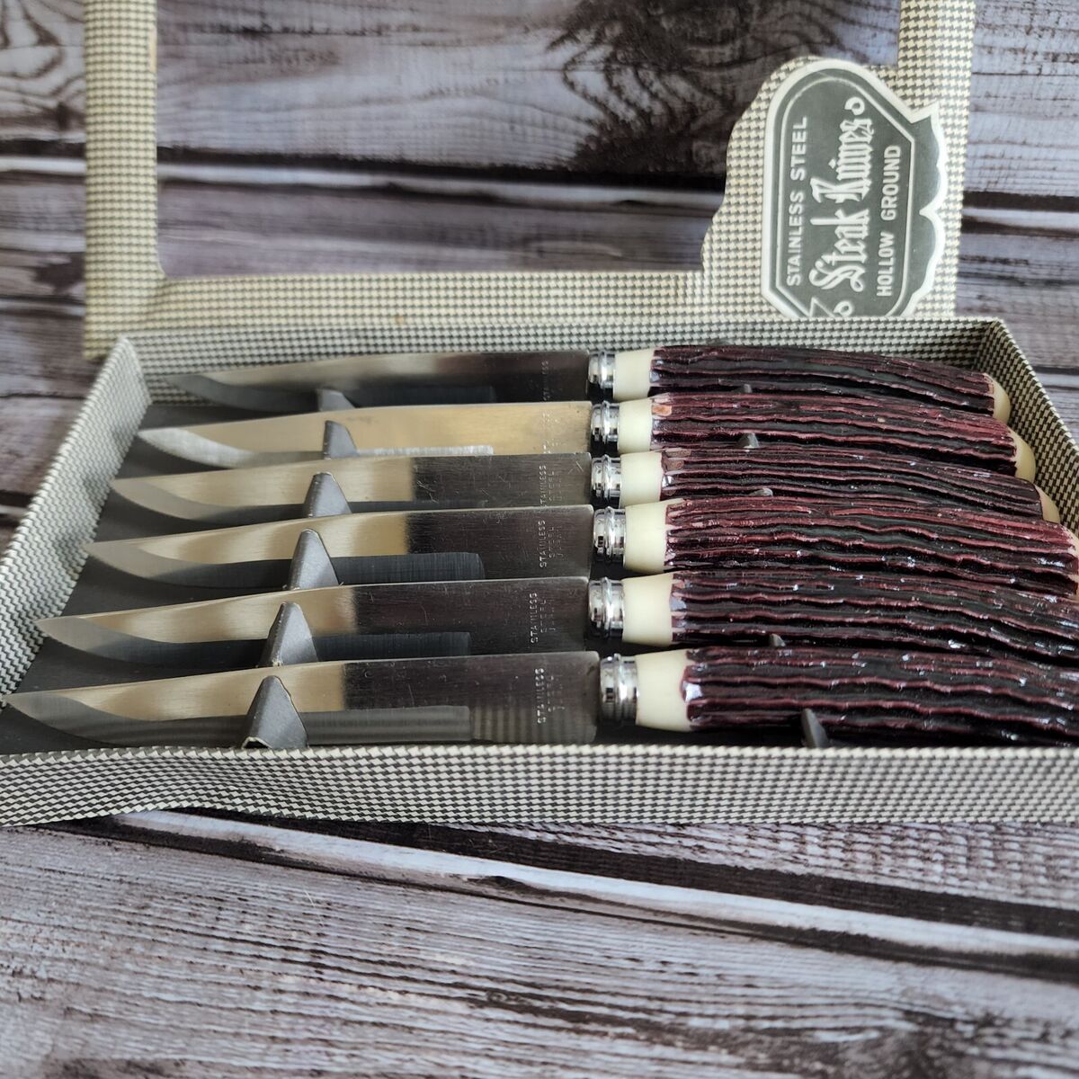 Vintage Set of 6 Hollow Ground Stainless Steel Steak Knives Vintage Set of 6 Hollow Ground Stainless Steel Steak Knives