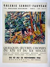 Lithograph Poster “GALERIE SERRET-FAUVEAU” Vlaminck, René Guillard, 1961 Vintage