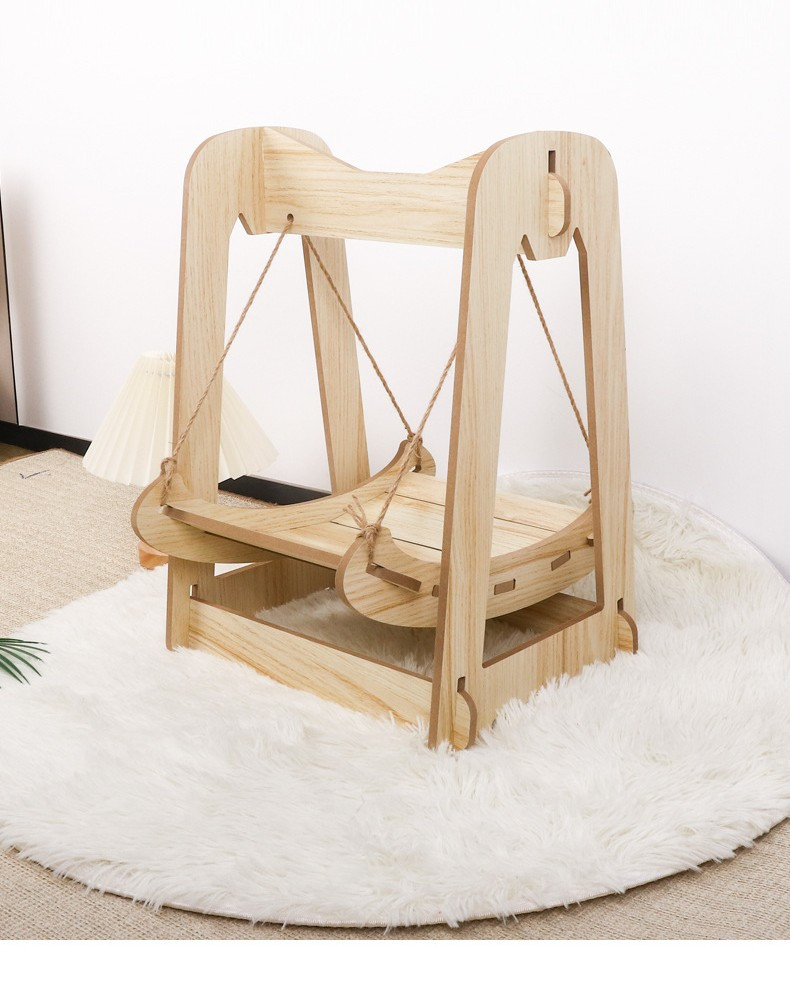 Hamaca de piso para gato, diseño de empalme de madera maciza hamaca oscilante para gato, resistente al desgaste