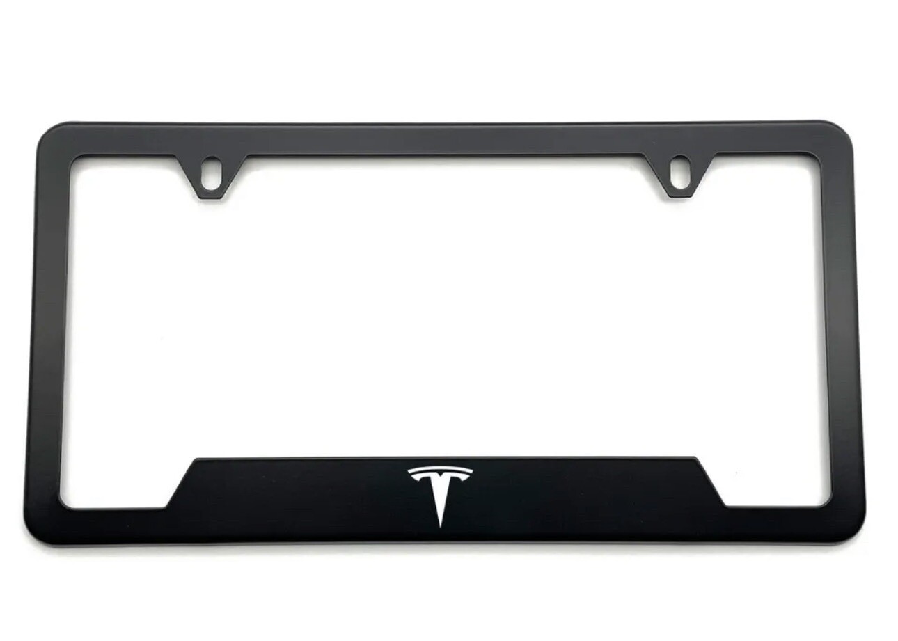 Tesla logo laser engraved Stainless License Plate Frame B fit Tesla rust free