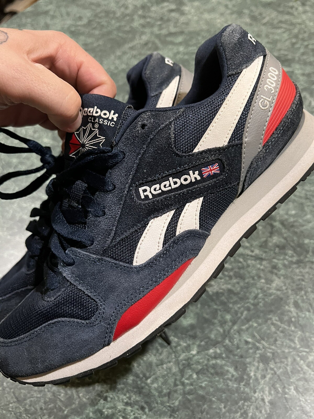 Reebok GL3000 Classic UK Navy Blue / / Red Sneakers Mens Size 8 **NO BOX** |