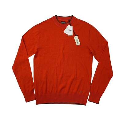 Buffalo David Bitton Sweater Mens L Large Redwood Orange Crew Neck Cotton  Wool