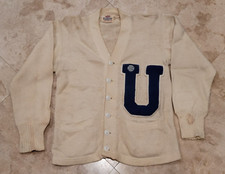 Rare Early 1900's Campus VARSITY SWEATER-CHENILLE Letter U-Size 40-BASKETBALL