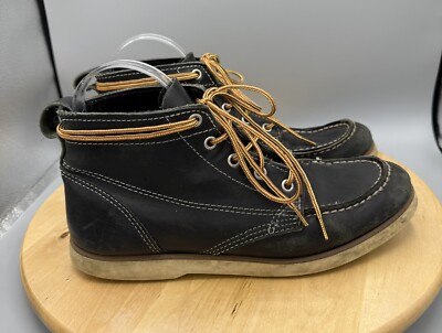 Sebago Docksider Women's Ankle Boots Chukka Moc Toe Leather Black Size US 