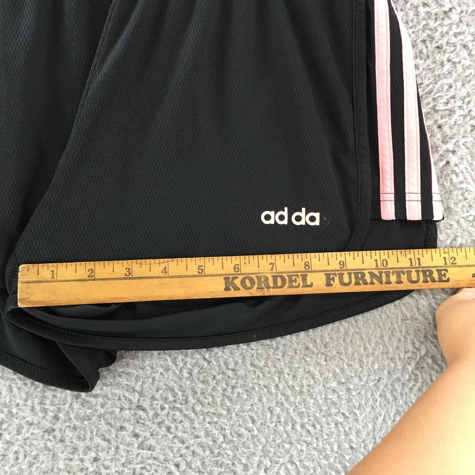Adidas 3 Stripe Athletic Short Womens 30 Inch Black Elastic Waistband Mid Rise - Image 4 of 4