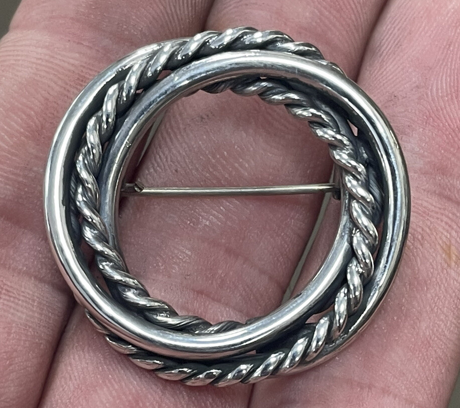 Vintage Mexico EAB Solid Sterling Silver Circle P… - image 9