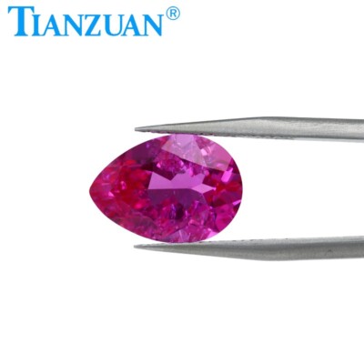 Pear Shape Synthetic Ruby Rose Pink Color Loose Gemstone with Inclusions