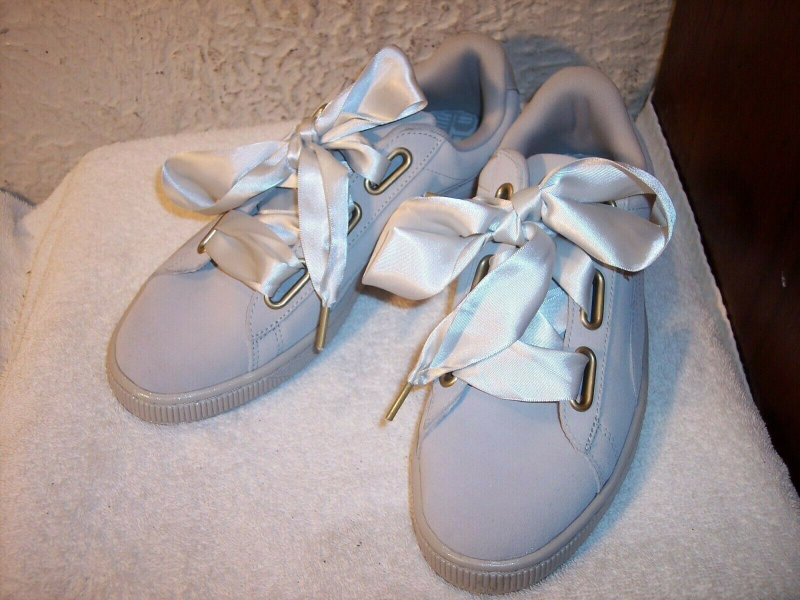 puma suede heart satin grey