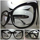 OVERSIZED EXAGGERATED Retro CAT EYE Clear Lens EYE GLASSES Large Big Black Frame