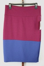 LuLaRoe Womens Ladies Burgundy Navy Stretch Straight Pencil Skirt Sz Medium NEW