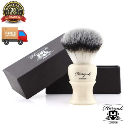 HARYALI LONDON Men’s Silvertip Synthetic Hair Shaving Brush Resin Handle for Perfect Wet Shave