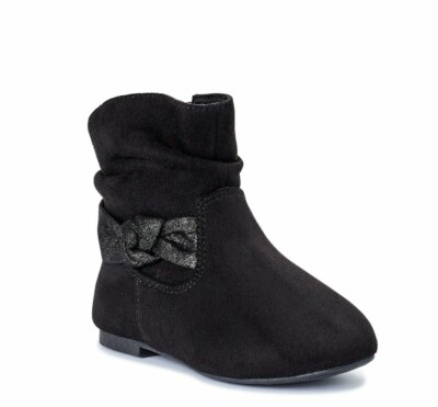 Wonder Nation Infant / Toddler Girls' Black Glitter Bow Slouch Boots Shoes: 2-11