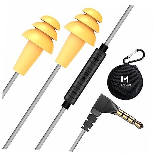 Work Earbuds Headphones, Ear Plug Headphones for Work Gray With Volume Keys