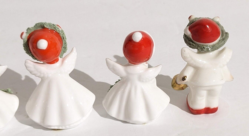 7 Napcoware Mini Bone China Angels Kissing Santa Mrs Spaghetti Trim 2" Figurines - Picture 15 of 18