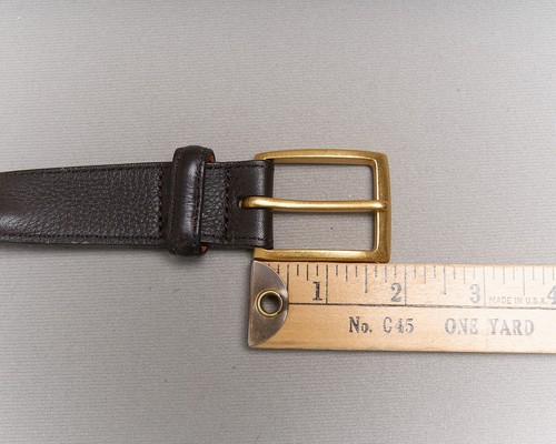 BROOKS BROTHERS Navay Stretch Belt Leather Brass Buckle Mens 42 - Stretched Out - Picture 8 of 15