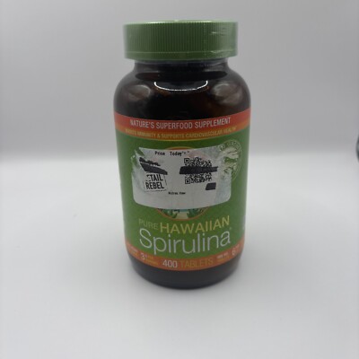 Pure Hawaiian Spirulina 3000 mg 400 Tablets 100% Vegan Non-GMO Exp 01/2027