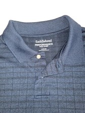 Saddlebred Performance Men's Polo Golf Shirt Blue Stripe Size Large