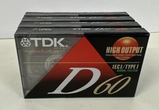 TDK D60 Blank Cassette Tape -Lot of 4- IECI/Type I High Output Sealed New