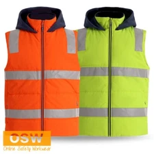 Hi Vis Unisex Day/Night Polar Fleece Hooded Modern Fit Puffer Vest