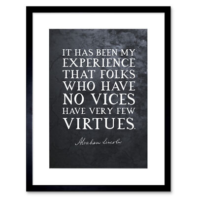 Slate Quote Abraham Lincoln Vices Virtues Framed Wall Art Print 9X7 In