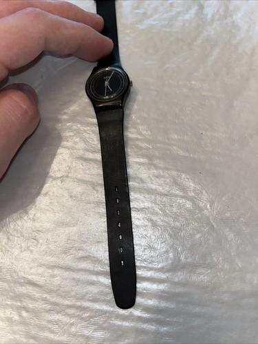 vtg 1984 Swatch Watch High Tech Womens 1980s Black White Hands Swiss UNTESTED - 第 6/15 張圖片