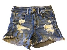 American Eagle Women  s Next Level Stretch Denim High Rise Shortie Shorts Size 6