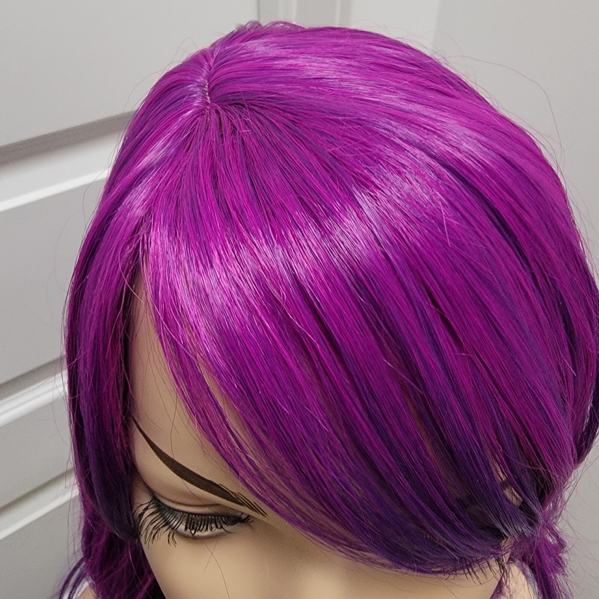 Purple/Violet Wig with Bangs Women\'s Synthetic Hair Wavy Good Quality 14\
