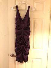 Cache Purple Egglant Ruffle Cocktail Party Evening Dress Size 4 Bridesmaid Dress