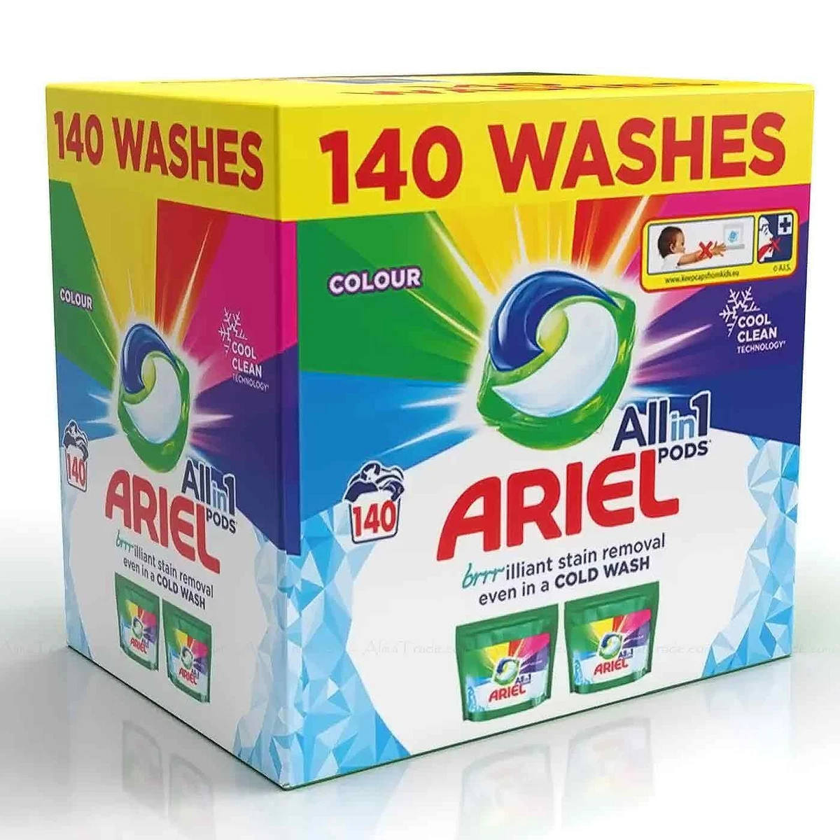 Paquete de cápsulas de detergente de limpieza de energía de lavado todo en  1 color Ariel 120 piezas