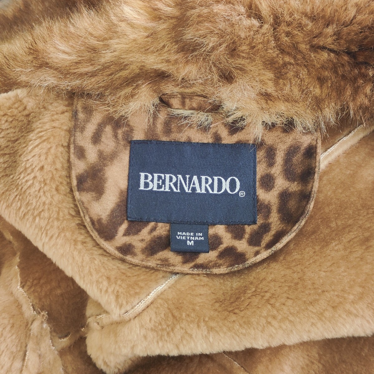 Vintage Y2K Bernardo Leopard Cheetah Print Faux Fur Coat Size
