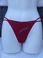 Ed Hardy G-String Panties Hot Red Color Sey Sz. Medium Fits Sz. 6"Foil G-String"