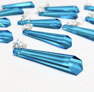 6 Stück Aqua Blau Stumpfe Eiszapfen Kronleuchter Glastropfen, Lichtteile Hochzeit