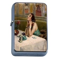 Vintage Cigarette Smoking Woman c5 Oil Lighter