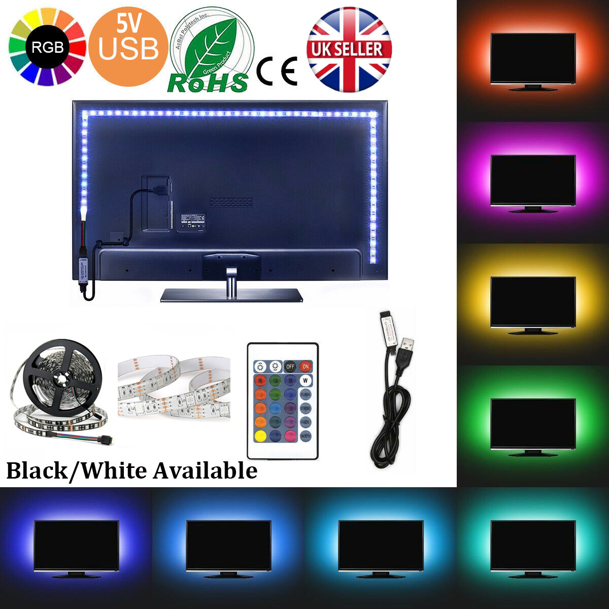 Daymeet TV Led Lights, 4M Led Strips Lights For TV Backlight RGB Color Changing Backlights For 32-75in TV, Sync With Music Bluetooth APP Control,Dreamcolor USB Strip Lights For Bedroom Room - View #11
