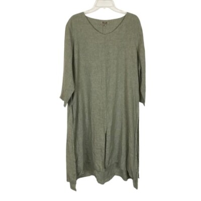 NWT FLAX Womens Size Large Oversized Gray Layered Pure Linen A-Line Dress  NEW | eBay