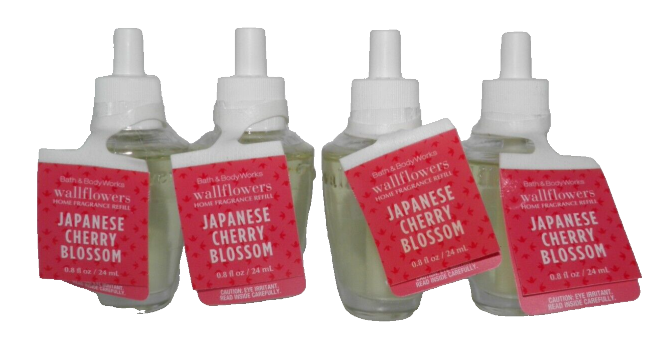 Bath & Body Works Japanese Cherry Blossom Wallflower Refill Bulbs 4-Pack for Long-Lasting Fragrance