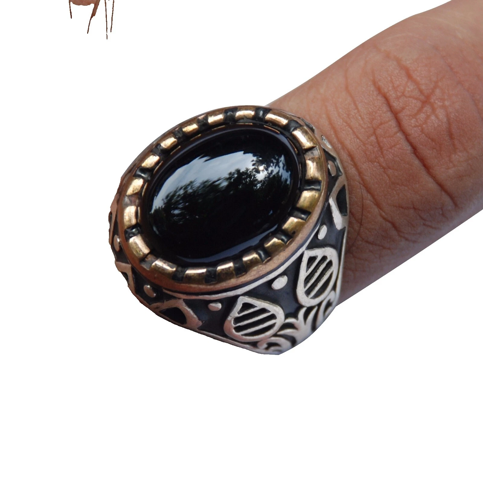 Anillos de Plata de Ley Granate Anillo para Hombres 9.5