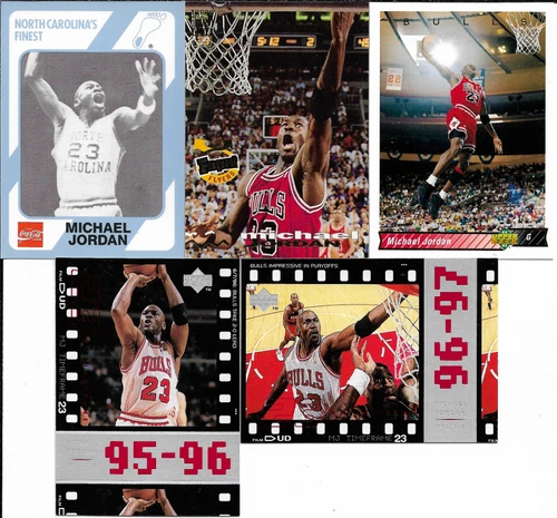 Michael Jordan 5 Card Lot with Coca-Cola Collegiate Collection NM