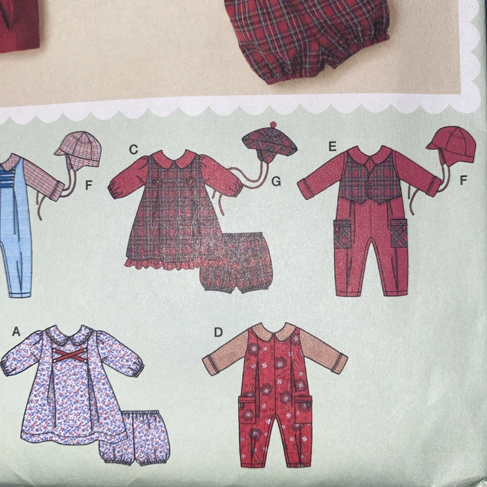 Romper Dress Panties Hat XXS-L Infants Simplicity 2347 Sewing Pattern Holiday - Image 4 of 4