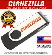 Clonezilla Bootable USB Drive Image, Restore, Backup, Clone - For Windows/Linux