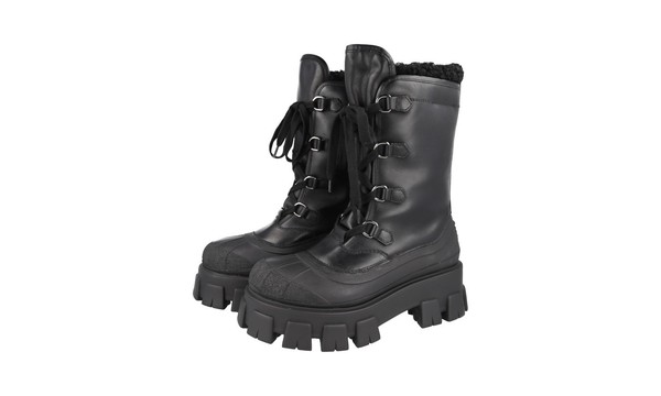 Prada Leder Monolith Winter Stiefel - 1U363M - Schwarz - Neu - 39,5 40 Uk 6.5-image