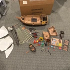 Vintage Playmobil #3550 Pirate Ship with Figures, Boat, Cannons, mostly complete